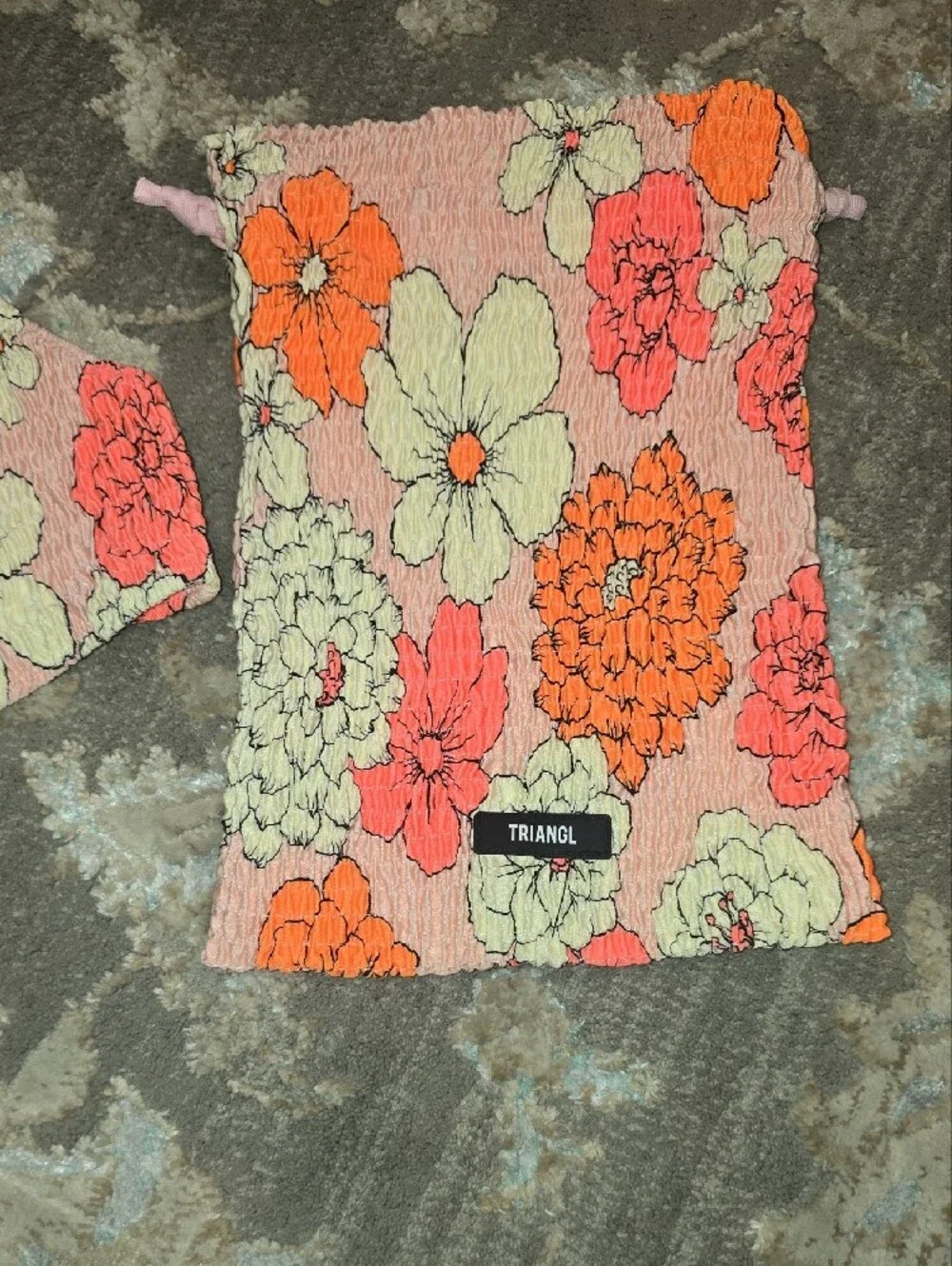 triangl swimwear Pink Floral Top With Travel Bag